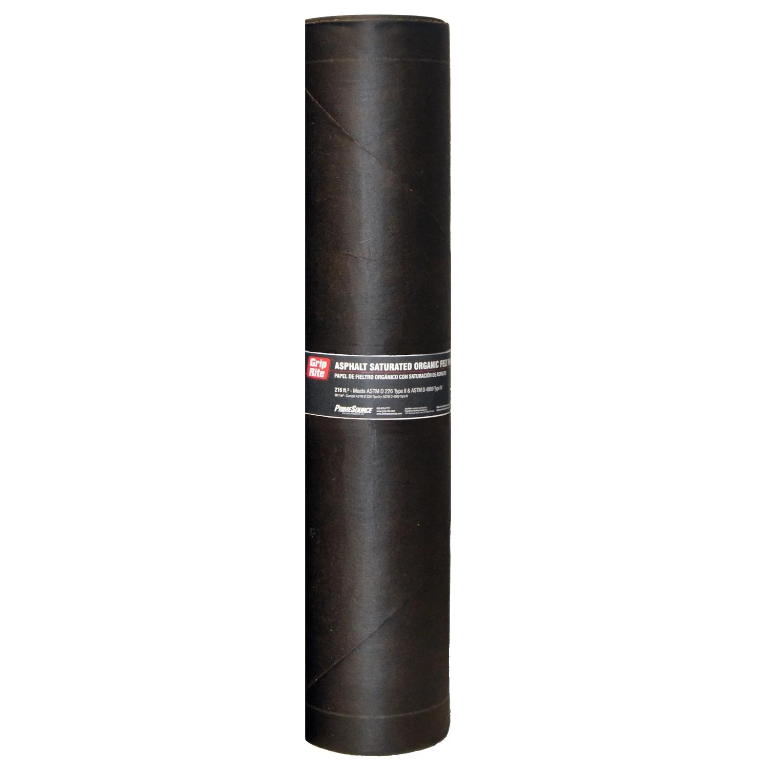 Grip-Rite 5008940 3 x 72 ft. Asphalt Smooth Saturated Organic Felt Paper, Black - 30 lbs