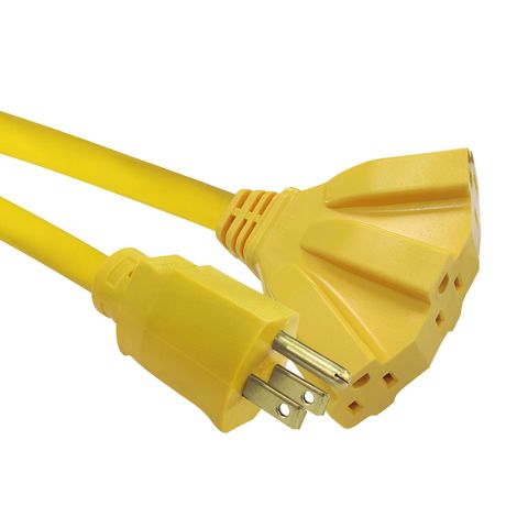 Ace Indoor or Outdoor 10 ft. L Yellow Triple Outlet Cord 12/3 SJTW