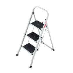 Hailo 45.6 in. H X 18.5 in. W X 1.97 in. D 330 lb. cap. 3 step Steel Folding Step Stool