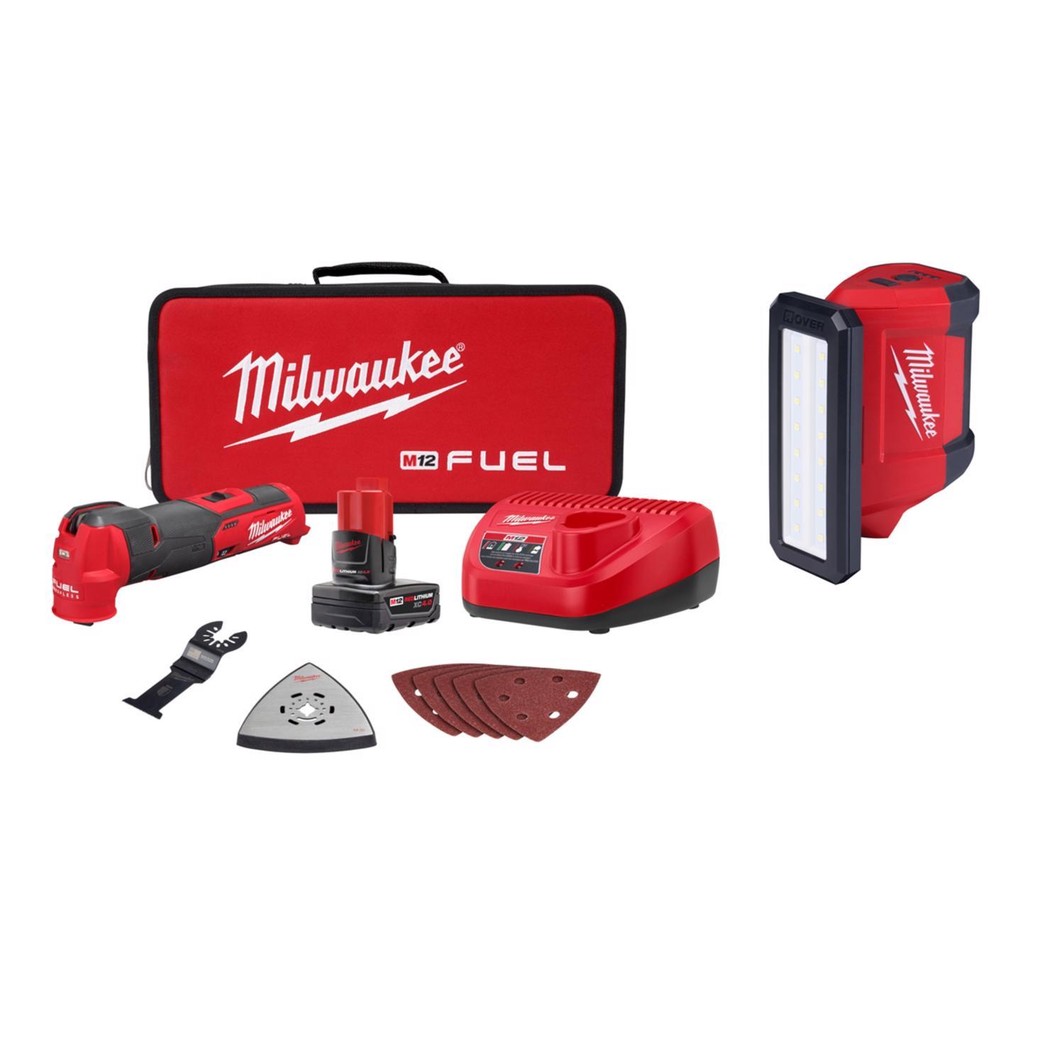 milwaukee 700 lumens flashlight 2161-21 1100 Lumen USB Rechargeable LED Twist Focus time on low mode with an M12 XC4.0Ah battery pack (not included) MILWAUKEE M12 Pivoting Area Light