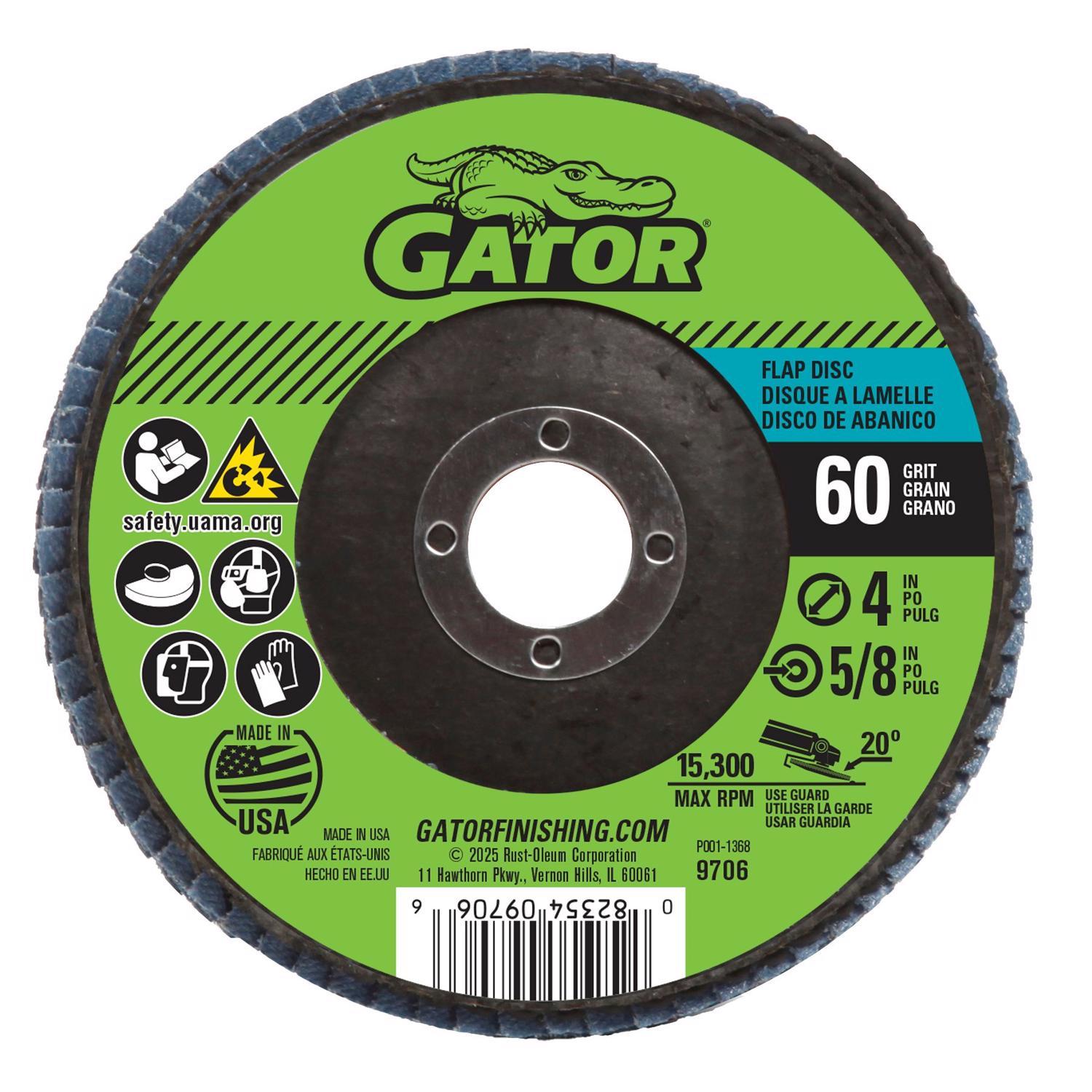 Gator 4 in. D X 5/8 in. Zirconia Aluminum Oxide Flap Disc 60 Grit
