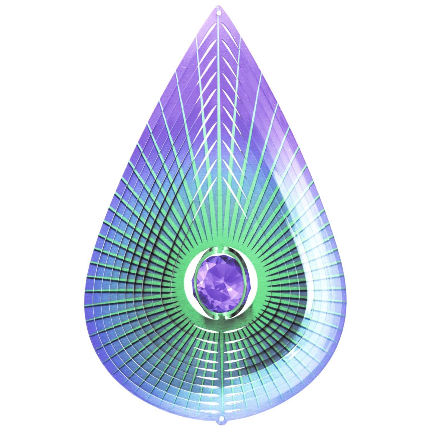 Spinfinity Designs 12 in. Crystal Purple Teardrop Outdoor Spinner