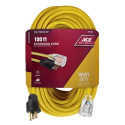 Ace Indoor or Outdoor 100 ft. L Yellow Extension Cord 12/3 SJTW