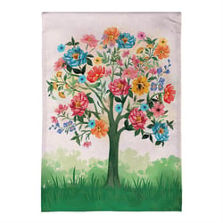 Evergreen Blooming Tree of Life Burlap Garden Flag