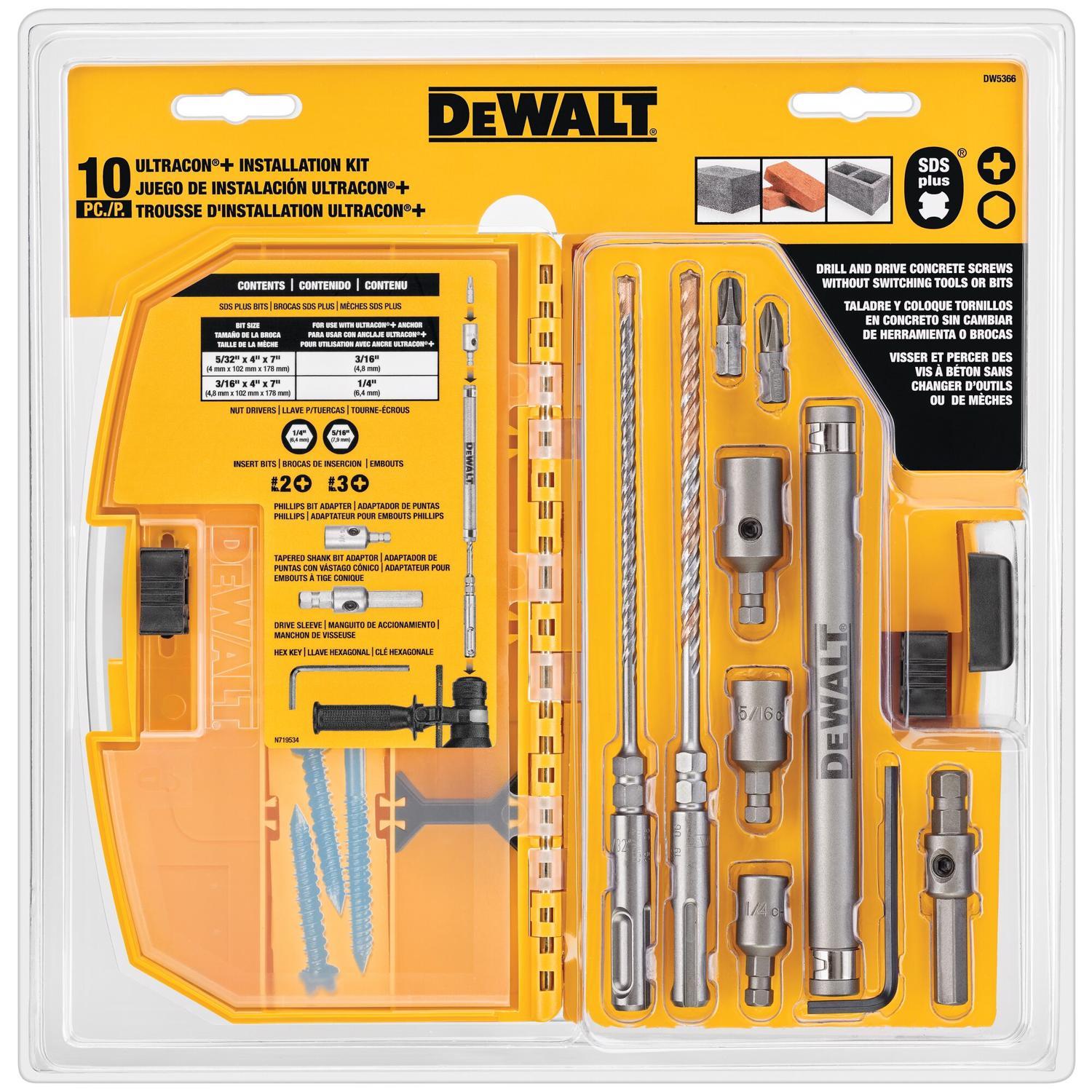 Photos - Drill Bit DeWALT Ultracon Assorted Carbide Tipped  Set SDS-Plus Shank 10 pc DW5366 
