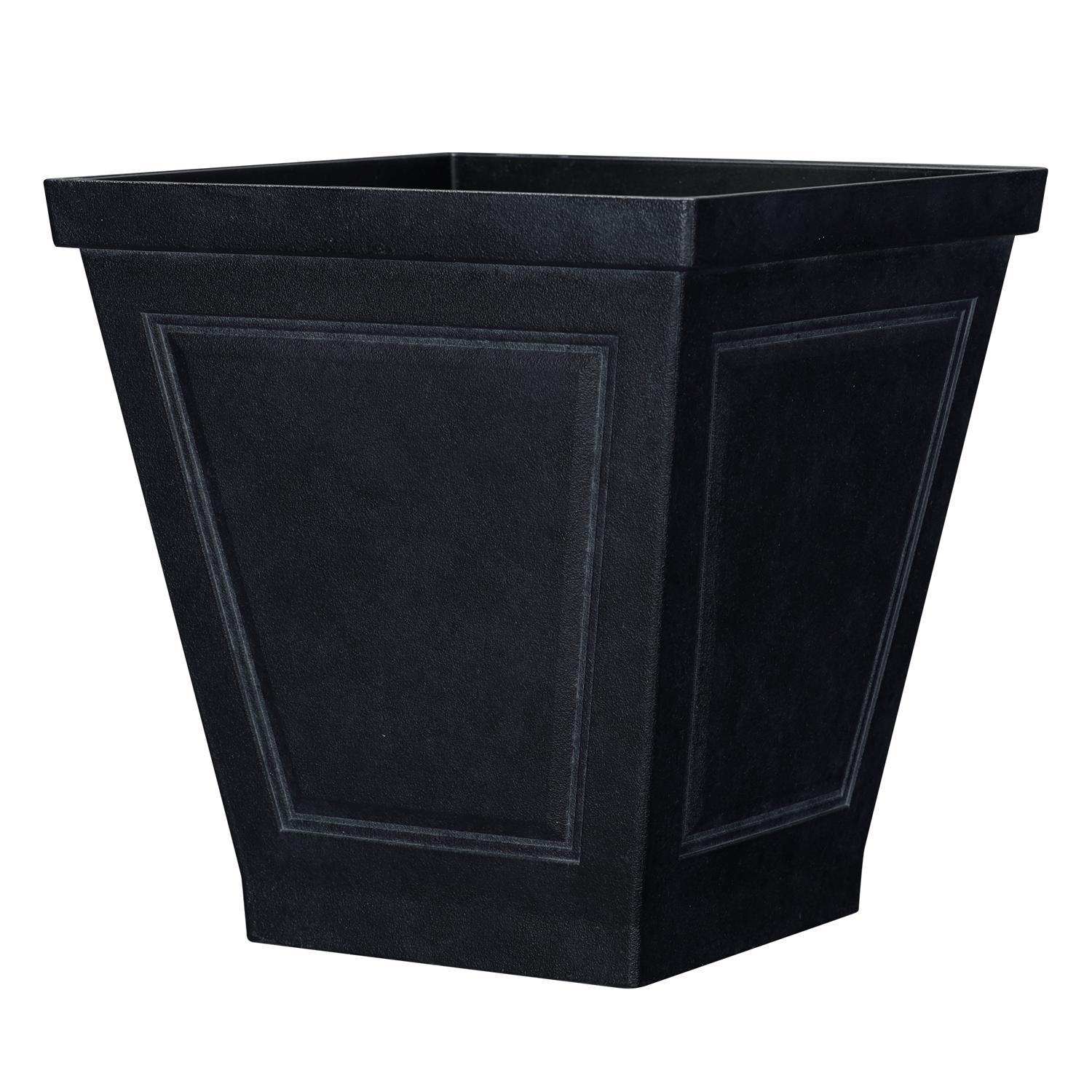 L&G Solutions - PVE5516TCI - 16.7 in. H X 16 in. D Polyresin New England Planter Black