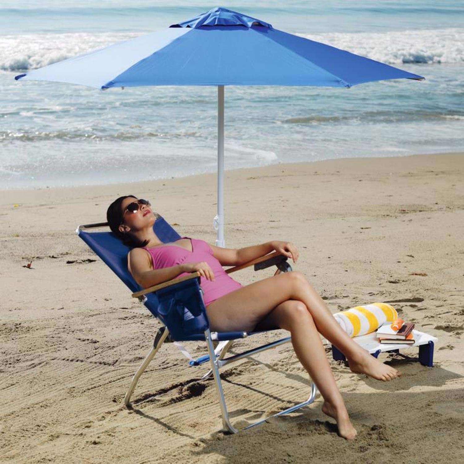 RIO Brands 7-Position Blue Beach Folding Chair Mfr# SC642-28PK4