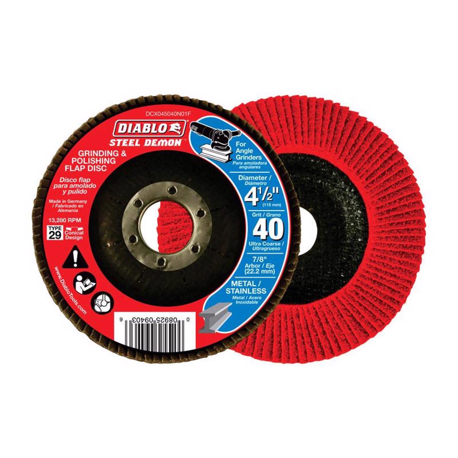 Diablo Steel Demon 4-1/2 in. D X 7/8 in. Zirconia Flap Disc 40