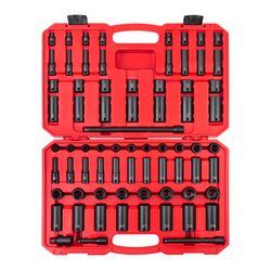 Tekton 3/8 in. drive Metric/SAE Shallow and Deep Impact Socket Set 72 pc