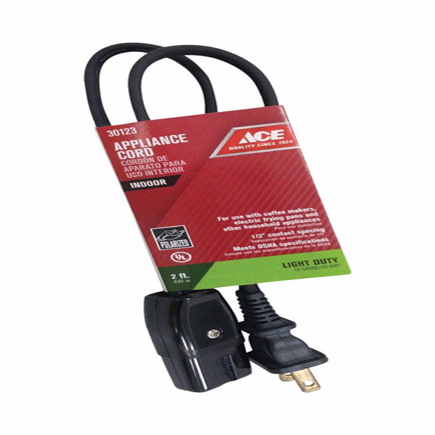Ace 18/2 HPN 125 V 2 ft. L Appliance Cord Mfr# 1AD-003-002FBK