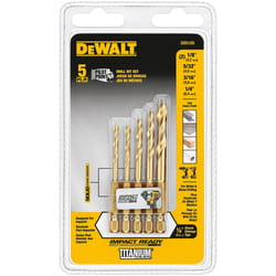 DeWalt Assorted Titanium Impact Ready Drill Bit Set Quick-Change Hex Shank 5 pc