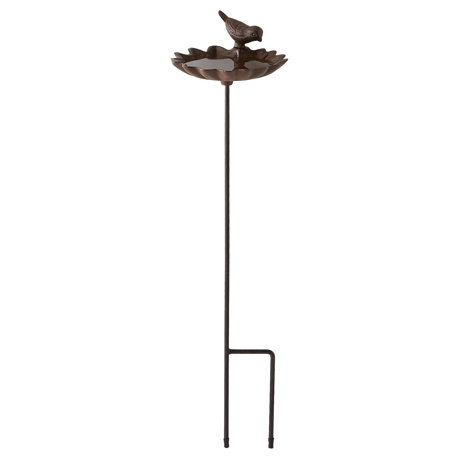 Zingz & Thingz Bronze Cast Iron 29 in. Elm Leaf Bird Bath Mfr