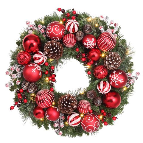 Haute Decor 26 in. D LED Prelit Soft White Holiday Times Wreath