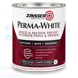 Zinsser Perma-White Semi-Gloss White Water-Based Mold and Mildew-Proof Paint Interior 1 qt