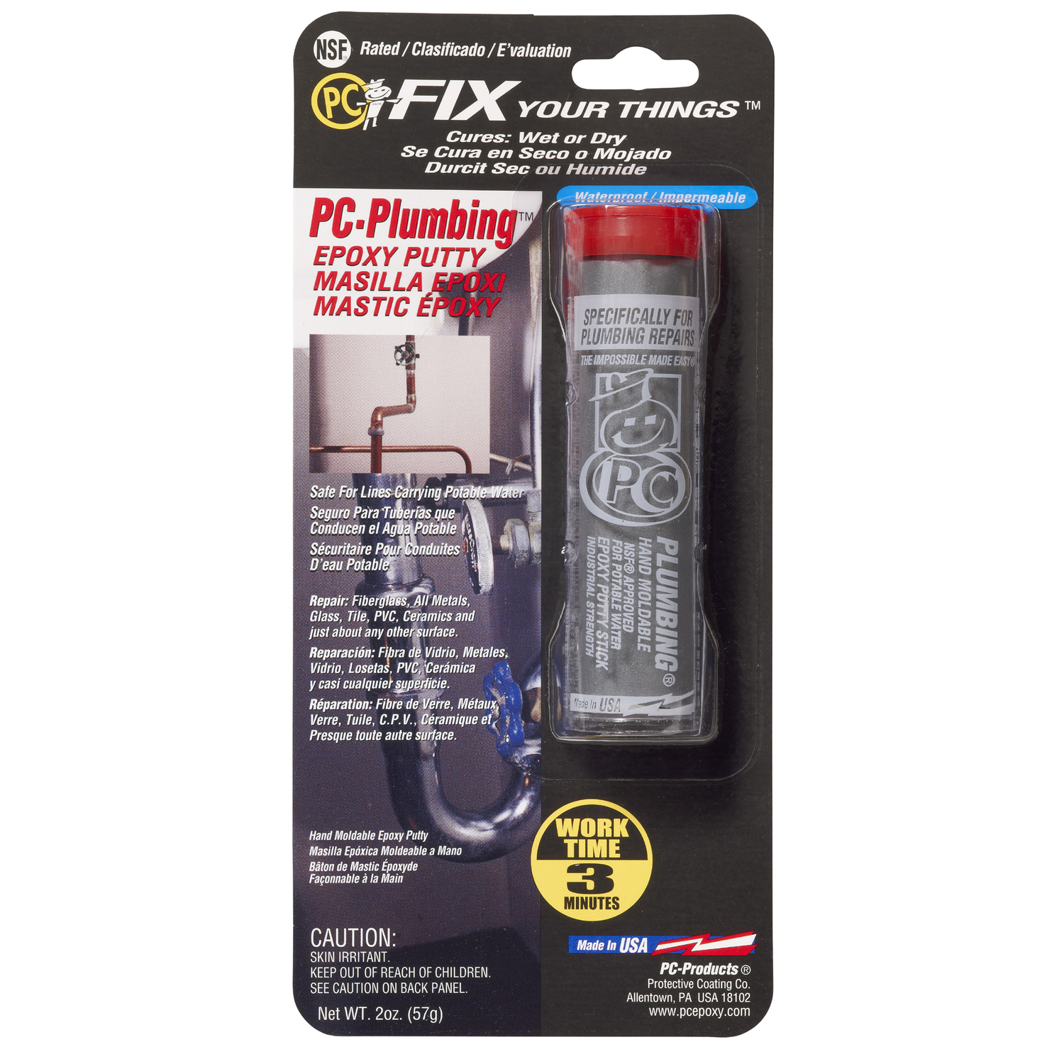 2 Oz Protective Coatings 250031 PC-Plumbing Hand Moldable Epoxy Putty