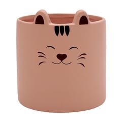 Classic Gardens HC companies 5 in. H X 4.2 in. W X 4.2 in. D X 4.2 in. D Ceramic Cat Planter Pink