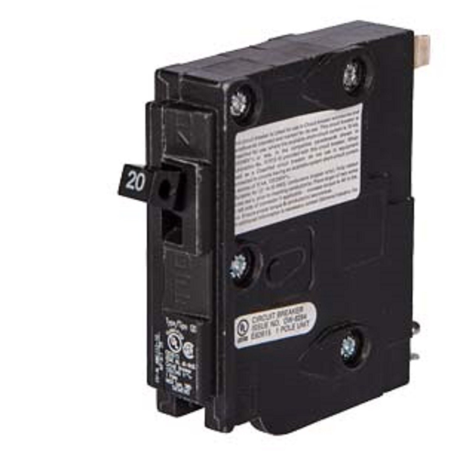 Circuit Breaker, QD Series, 20A, 1 Pole, 120V AC, 10kA at 120V AC