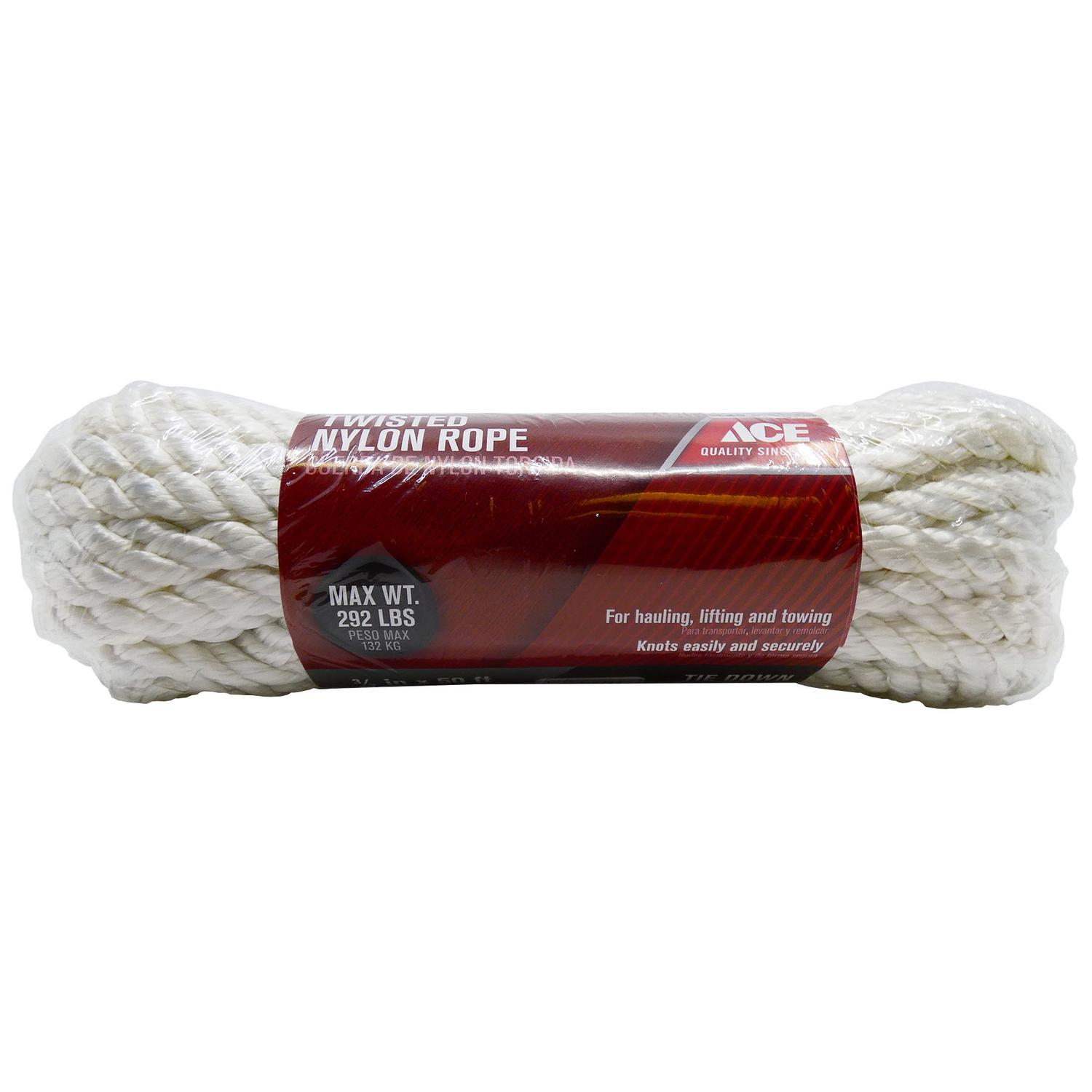 Ace 3/8 in. D X 50 ft. L White Twisted Nylon Rope Mfr
