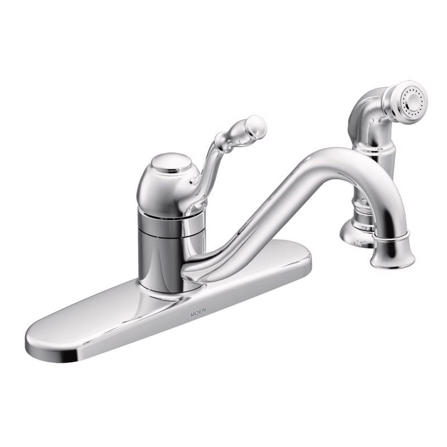 Moen Lindley One Handle Chrome Kitchen Faucet Side Sprayer