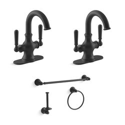 Kohler Facile Traditional Single-Hole Matte Black Faucet and Bath Hardware Kit