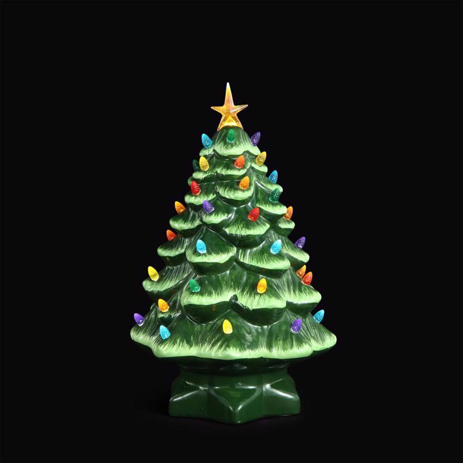 Mr. Christmas LED Green Nostalgic Ceramic Christmas Tree 14 in