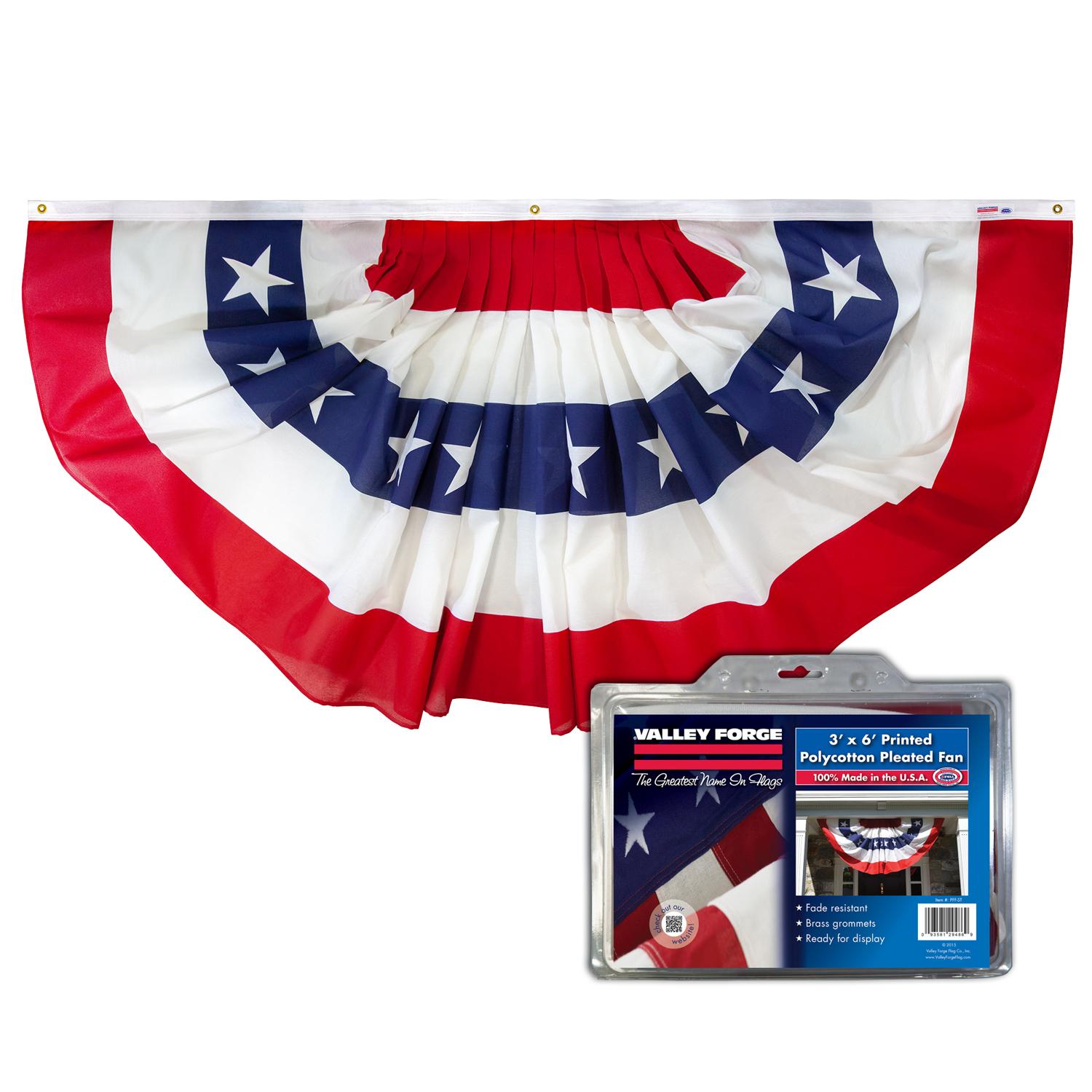 Valley Forge Flag 3 Ft. Width x 6 Ft. Height Stars & Stripes Full-Fan Flag - PFF-ST