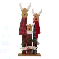 Glitzhome Multicolored Deer Family Welcome Indoor Christmas Decor 35.43 in.