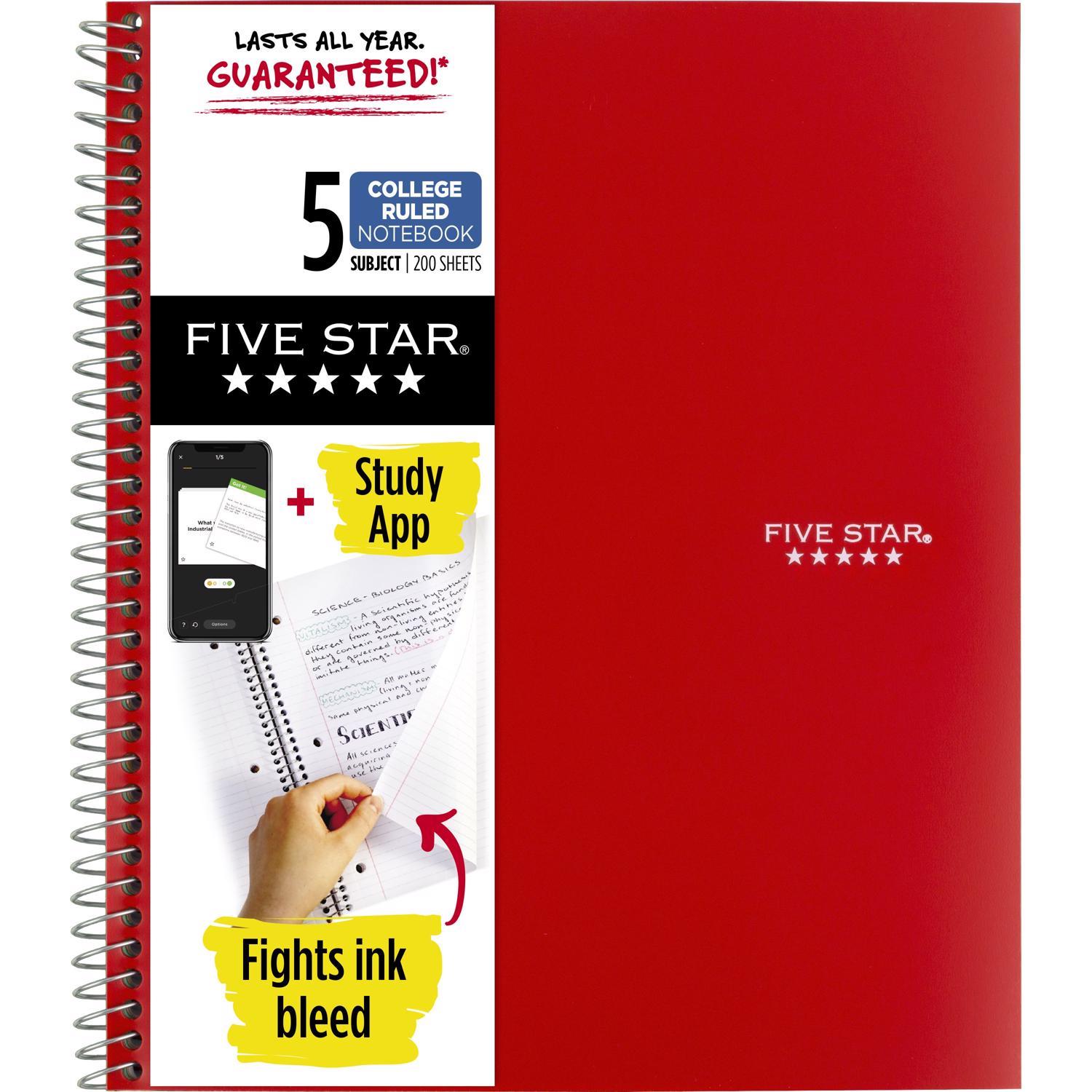 Photos - Notebook FIVE Star 8.5 in. W X 11 in. L College Ruled Wire Bound Red  06208 