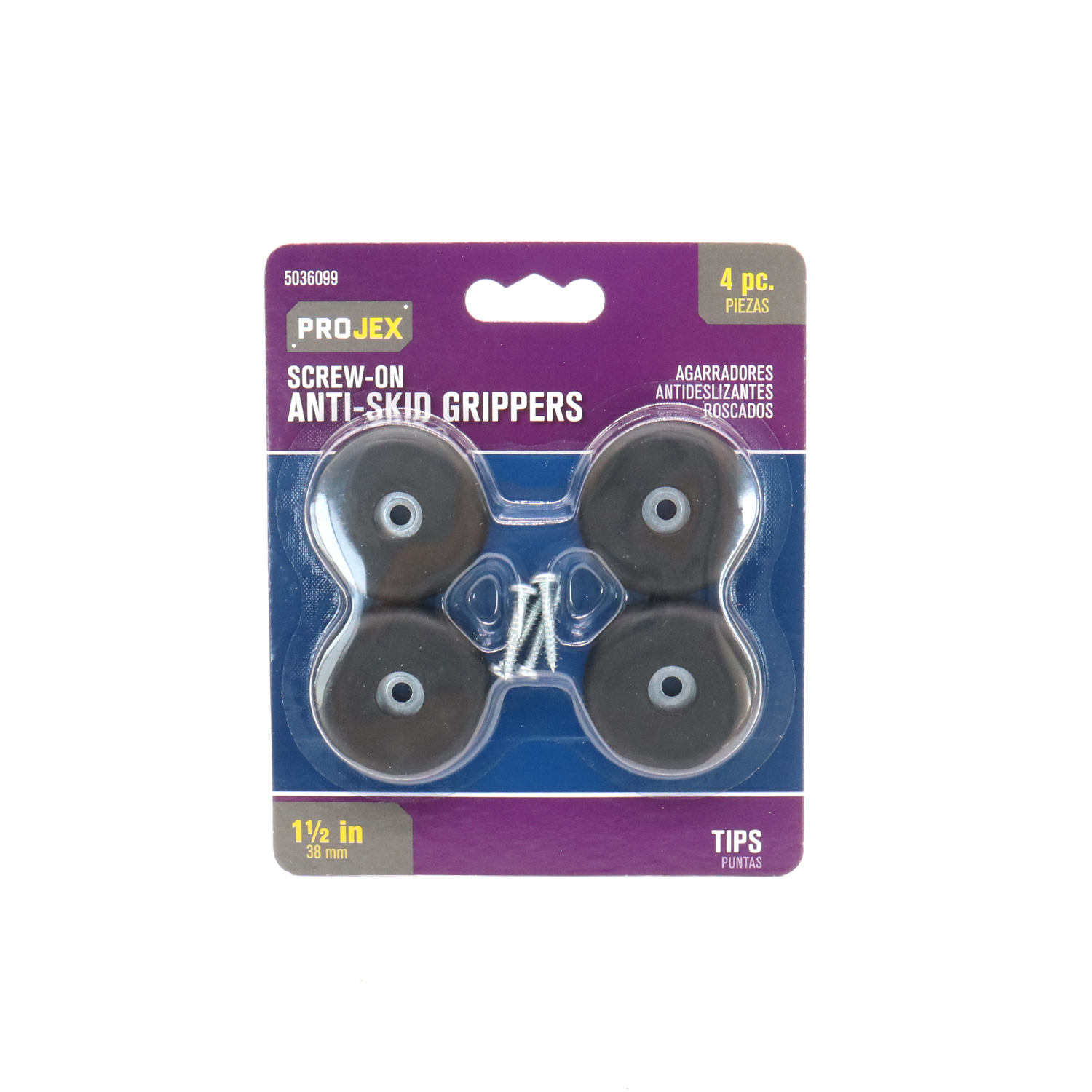 5036099 1.50 in. Plastic Heavy Duty Round Anti Skid Pad, Black - Pack of 4
