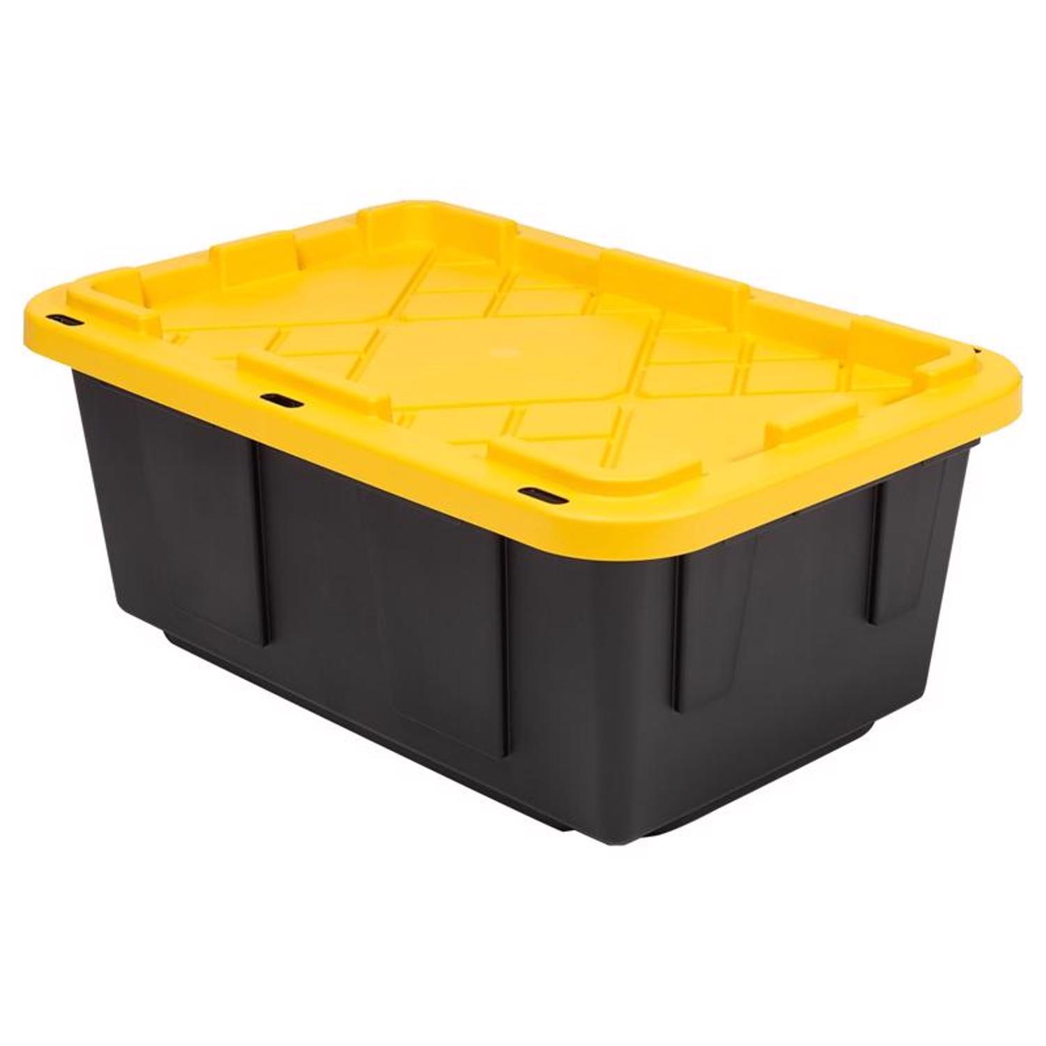 Greenmade 15 gal Black/Yellow Snap Lock Storage Box Stackable Mfr