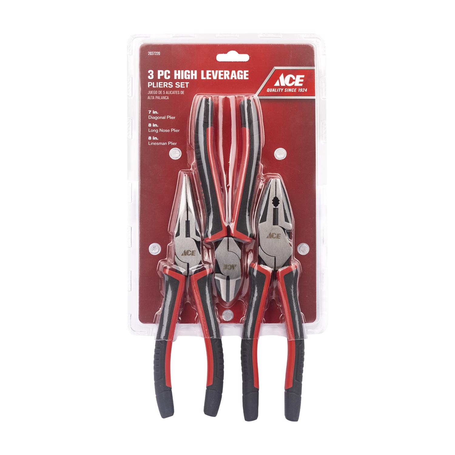 thumbnail image 2 of Voche 3-Piece Heavy Duty Pliers Set – 200mm (8") Combination Long Nose & Side Cutter – Hardened Steel 2 of 3