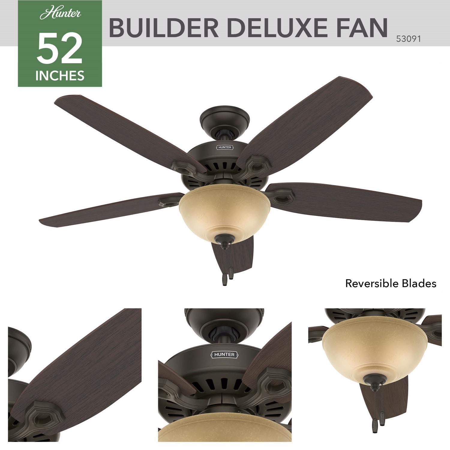 Hunter Builder Deluxe 52 in. LED Indoor Ceiling Fan - Thumbnail 2