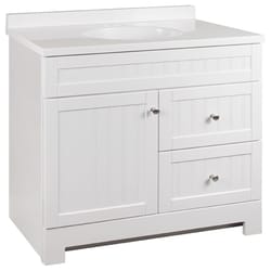 Continental Cabinets Single Satin White Vanity Combo 36 in. W X 18 in. D X 33-1/2 in. H