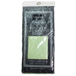 J & M Home Fashions 70 in. H X 72 in. W Light Green Solid Shower Curtain Liner Vinyl