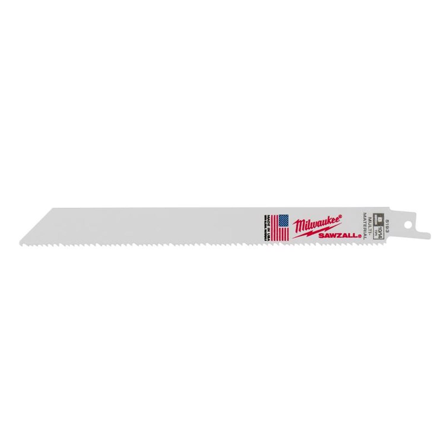Milwaukee Sawzall 8 in. Bi-Metal Double Duty Upgrade Reciprocating Saw Blade 10/14 TPI 5 pk
