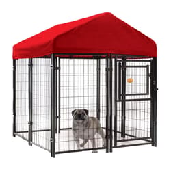 KennelMaster Medium Welded Wire Mesh Pet Kennel Black 52 in. H X 48 in. W X 48 in. D