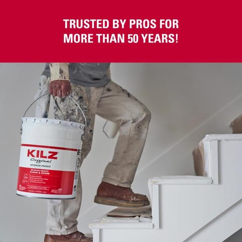 kilz primer to cover cigarette smoke Restoration White Interior 5 Gal Stain Sealer Odor Blocker sealer and stainblocker has no lingering odors that occur with oil Masterchem Kilz Original Primer, 13oz
