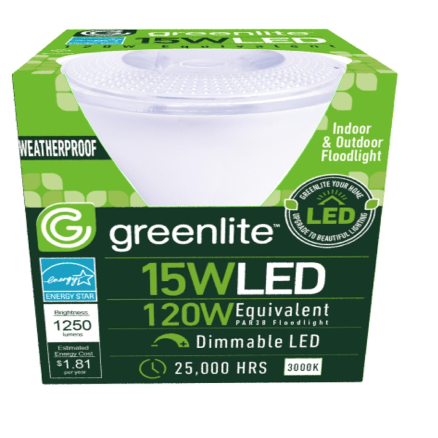 Greenlite PAR38 E26 (Medium) LED Floodlight Bulb Bright White 120