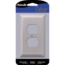 Amerelle Century Brushed Nickel 1 gang Stamped Steel Duplex Wall Plate 1 pk