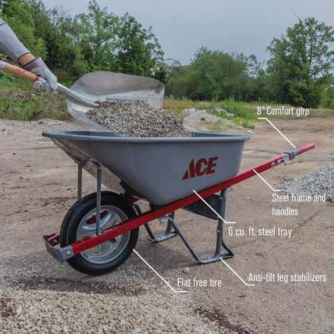 Ace Steel Contractor Wheelbarrow 6 cu ft Mfr# PS6F-ACE - Ace Hardware