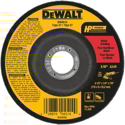 DeWalt High Performance 4.5 in. D X 7/8 in. X 1/4 in. thick Grinding Wheel 1 pc