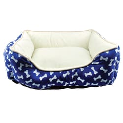 Boss Pet Slumber Pet Blue Sherpa Bone Print Pet Bed 7.5 in. H X 16 in. W X 20 in. L