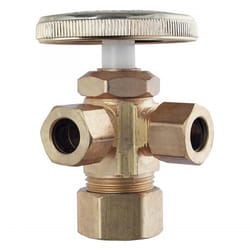 PlumbCraft 3/8 in. Compression in. X 3/8 in. Compression Brass 3-Way Valve