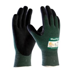 MaxiFlex Cut Unisex Indoor/Outdoor Palm and knit wrist Coated Cut Resistant Gloves Black/Green XL 1