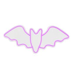 Haunted Hill Farm Purple 0.6 ft. LED Prelit Neon Bat Wall Decor