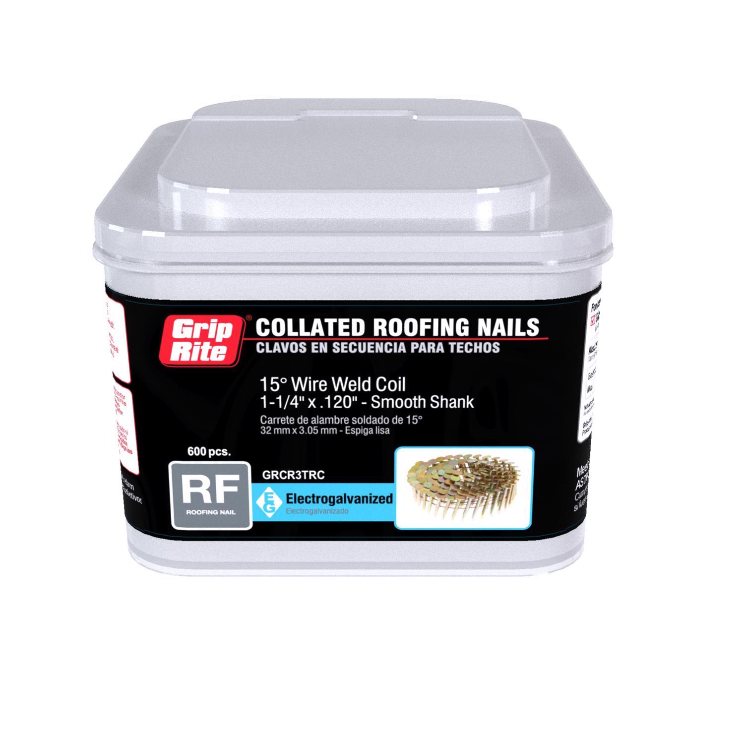 Grip-Rite 3/4 In. L X 11 Ga. Angled Coil Electro Galvanized Roofing Nails 15 Deg 7200 Pk - View #4
