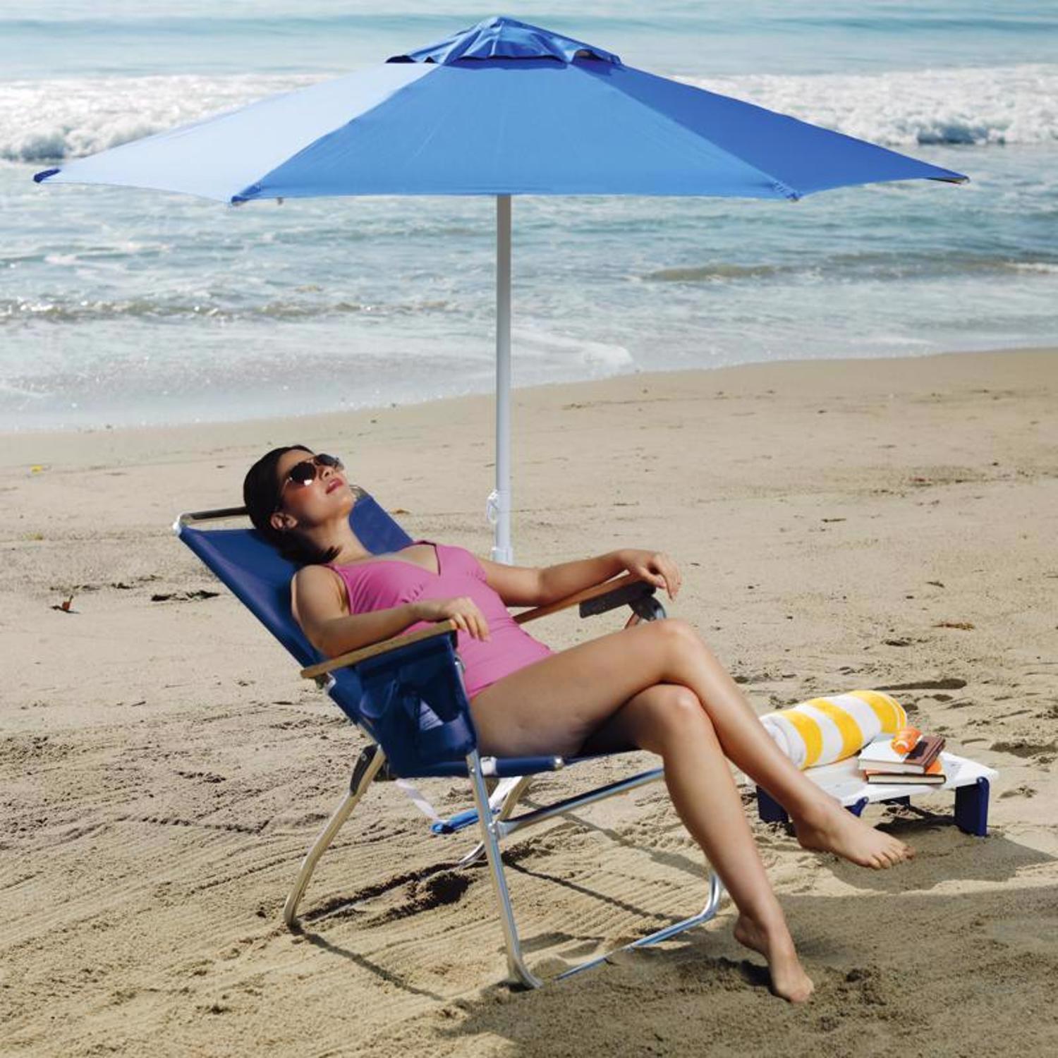 Rio Brands 7-Position Blue Beach Folding Chair Mfr# SC642-28PK4