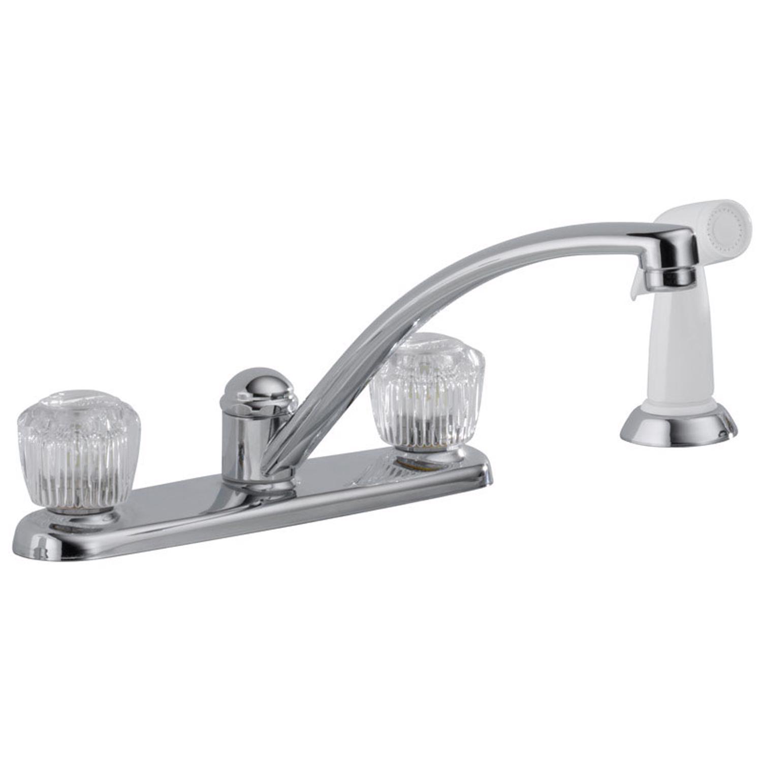 Photos - Other Bathroom Accessories Delta Classic Two Handle Chrome Kitchen Faucet Side Sprayer Included 2402LF 
