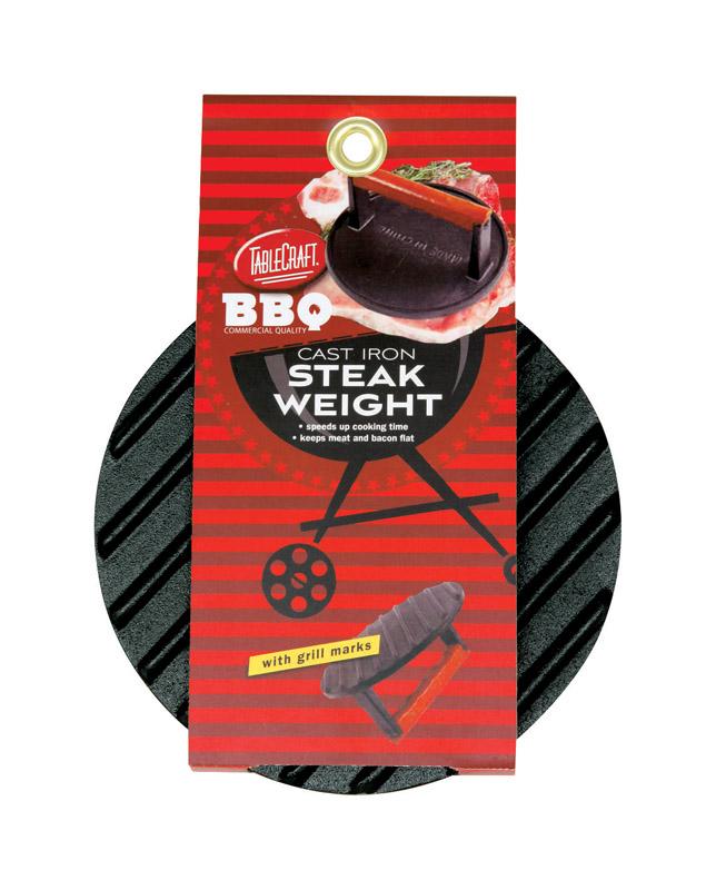 6505515 BBQ Steak Weight with Handle  Cast Iron & Gray