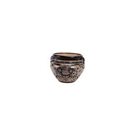 Avera Products Michoacana 10 in. H X 12 in. W Ceramic Talavera Planter Black/White